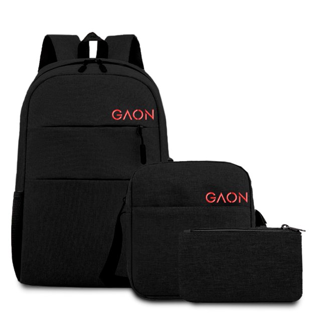 Mochila Multifuncional con Puerto de Carga USB Gaon 3 piezas Negro