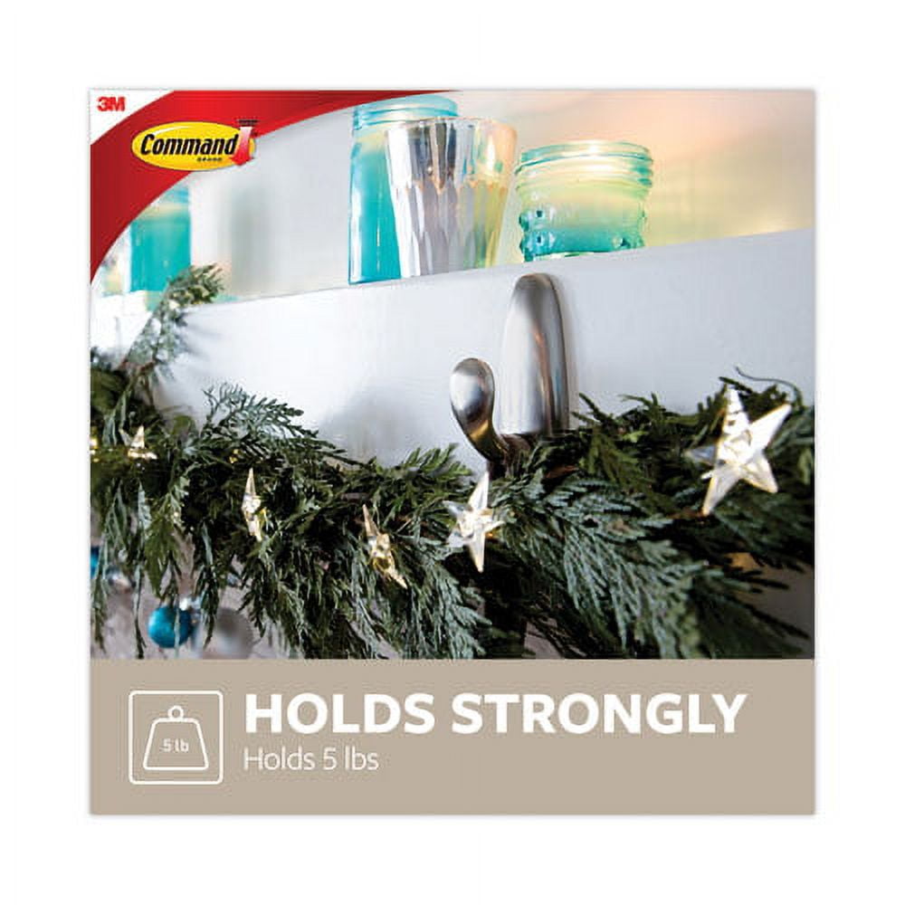 Adhesive Mount Metal Hook, Large, Brushed Nickel Finish, 1 Hook And 2 Strips/pack | Bundle of 2 Packs