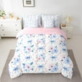 thumbnail image 2 of Manfei Dreamy Blue Bowknot Bedding Comforter Set 7-Piece, Vintage Rustic Flower King Bedding Sets, Teens Kids Child Reversible Bed Sheets, Breathable Home Decor, 2 of 7
