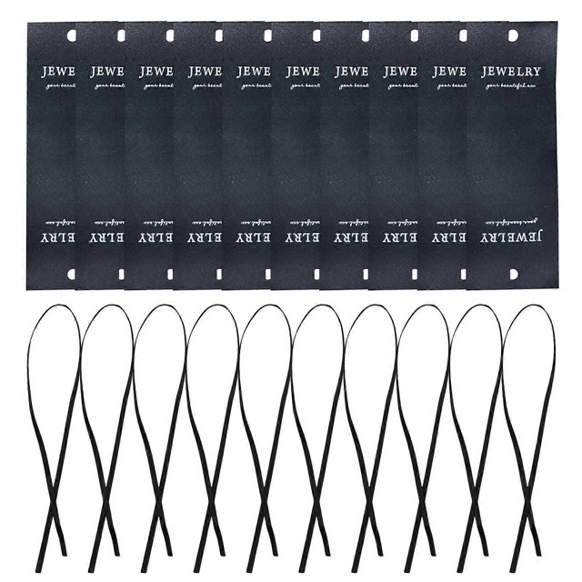 10Pieces Jewelry Display Cards for Earrings and Necklaces Featuring Foldable Designs and Black Ribbon Bowknot White