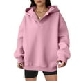 thumbnail image 2 of Womens Oversized Hoodies V Neck Sweatshirts Long Sleeve Pullover Loose Clothes 2025 Fall Trendy Tops Pink 2XL, 2 of 7