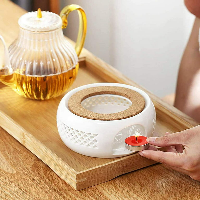 Vkinman Teapot Heater Ceramic Coffee Tea Warmer with Cork Cushion Warming  Use for Ceramic Glass Stainless Steel Teapot
