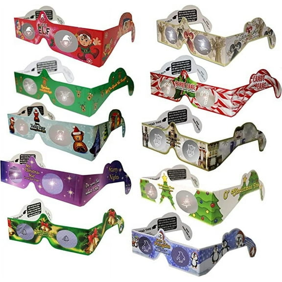 10 Pair -3D Christmas Glasses - New for 2024 by Holiday Eyes(R) - 10 Different Styles - Exclusively featuring Nutcracker, Penguin, Teddy Bear, Candy Cane, Elf, Christmas Tree, plus more.