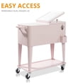 thumbnail image 5 of 80 Quart Outdoor Cooler Cart Rolling Ice Chest Cooler Cart, Portable Patio Cooler with Bottle Opener, Handles and Drainage, Standing Cooler for Patio Party, BBQ and Camping, Pink, 5 of 9