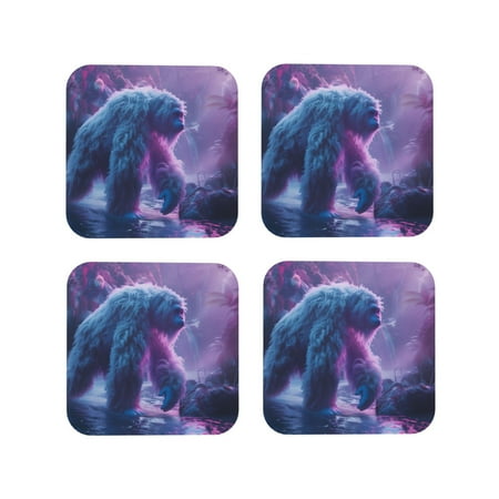 

Tideii Mystical White gorilla Jungle for Leather Coasters 4 Pieces Anti-fouling and Anti-scalding Decorative Coasters Suitable for Restaurants Kitchens Coffee Shops-Square