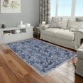 thumbnail image 3 of HomeNette Machine Washable Rug 100x200 cm, Non Slip, Stain Resistant, Navy Blue Carpets for Bedrooms, Living Room, Bathroom,  Decorative Modern Cotton Boho Patterned Tokyo Collection Area Rugs, 3 of 4