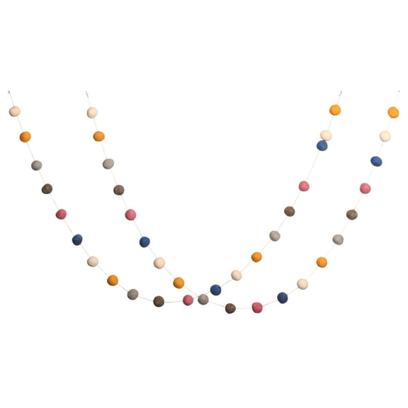 De Kulture Works Colorful Wool Felt POM POM Garland 48 Inches Holiday Decoration Banner