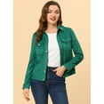thumbnail image 3 of INSPIRE CHIC Veste Camionneur en Faux Suède à Col Rabattu pour Femme Vert P, 3 of 6