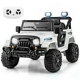 thumbnail image 1 of Gymax 12V Kids Ride on Truck Car w/Remote Control Threaded Wheels 3 Speeds LED Lights White, 1 of 10