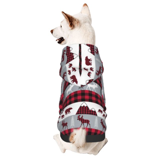Fotbe Buffalo Plaid Forest Sudadera con Estampado para Perros Pequeños – Suéter con Capucha para Mascotas, Tela Suave de Forro Polar con Bolsillo-XX-Large