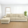 thumbnail image 6 of Sanmadrola Waterproof Couch Cushion Cover for Sectional Sofa,Slipcover Stain Resistant High Elasticity Wear-Resistant Striped Sofa Cover,Natural Color 2 Armrest cover for Furniture, Children, Pets, 6 of 7