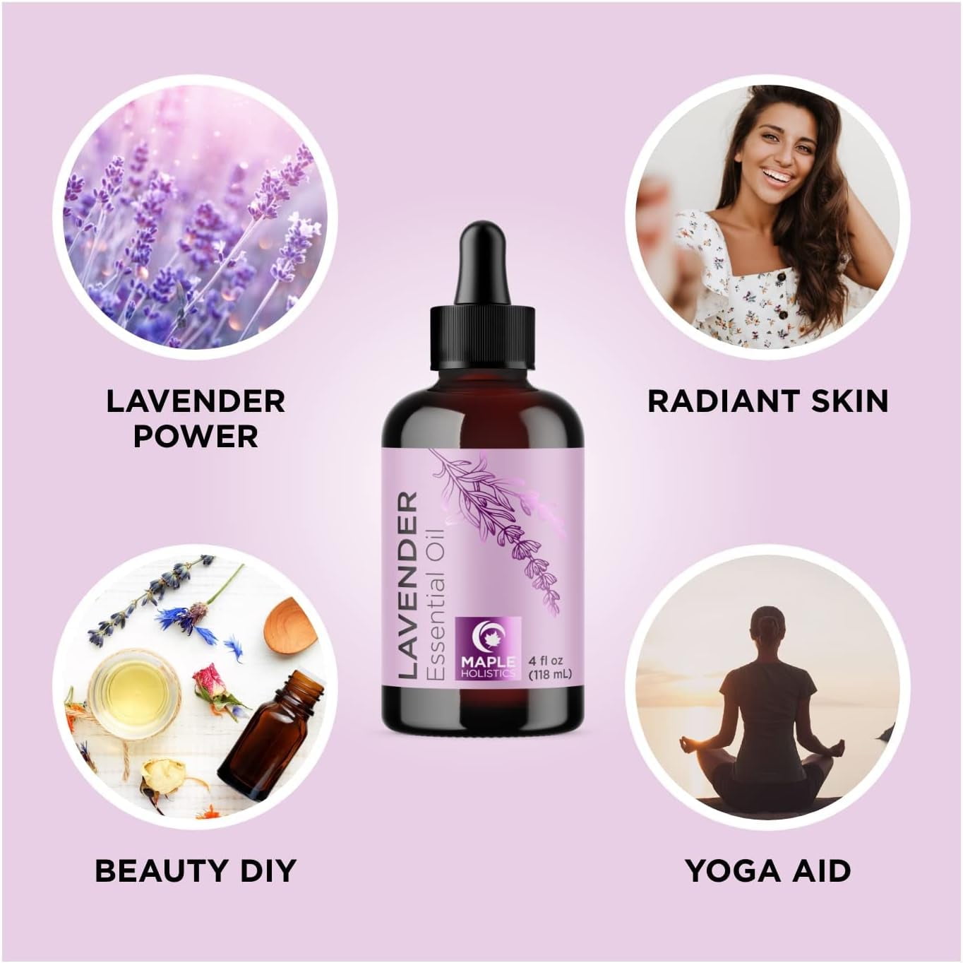 Lavender Essential Oil for Sleep Diffuser - Lavender Oil for Hair Skin and Body - Scented Oils for Aromatherapy with Pure Essential Oils for Candles Humidifier and Soap Making 4 fl oz