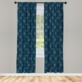 thumbnail image 5 of Ambesonne Orange Blue Window Curtains, Oriental Flower Petals, Each 28" W x 95" L, Night Blue Multicolor, 5 of 5