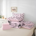 thumbnail image 5 of Manfei Black Pink Ribbon Bedding Comforter Set 7 Pieces for Kids, Kawaii Love Heart Full Bedding Set, Cartoon Princess Style Reversible Fitted Sheet Flat Sheet, Microfiber Bedroom Decor, 5 of 7
