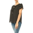 thumbnail image 2 of Women's Solid Overlapping Short Sleeve Top with Front Keyhole and Ruffle Accent, 2 of 5