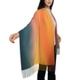 thumbnail image 4 of Cauagu yellow orange and teal Print Women Wrap Shawl tassels Scarves Retro Scarf 77.6"X28.3", 4 of 8