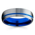 thumbnail image 2 of Blue Tungsten Wedding Band Gray Tungsten Ring Anniversary Ring 6mm Gray Tungsten Ring Comfort Fit Ring, 2 of 2