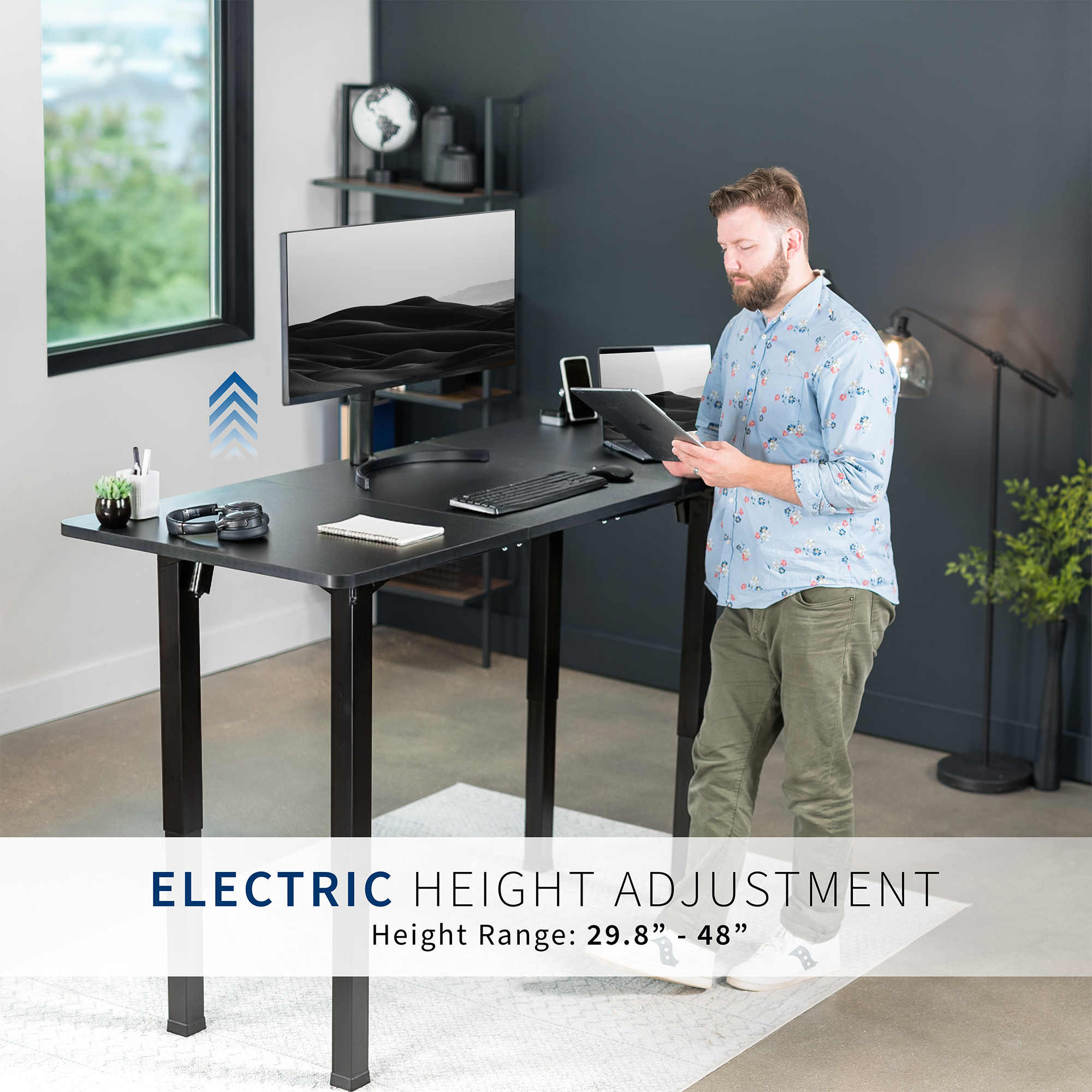 VIVO Electric 71” x 30” Standing Desk, Black Table Top, Black Frame