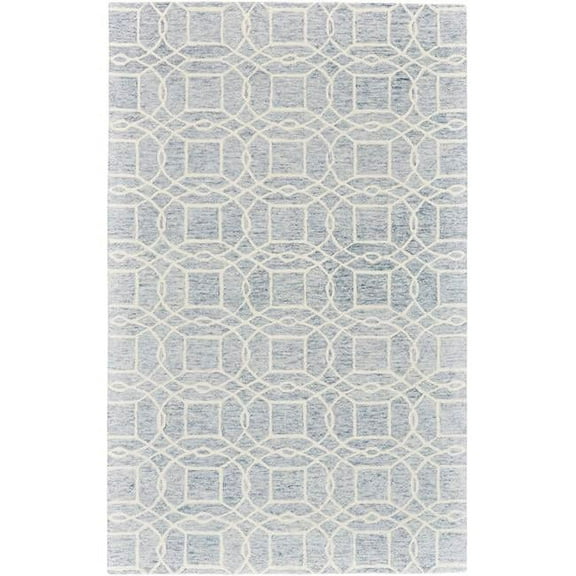 HomeRoots 512176 5 x 8 ft. Gray & Ivory Wool Geometric Hand Tufted Handmade Stain Resistant Rectangle Area Rug