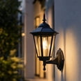 thumbnail image 4 of Outdoor Solar Wall Lamp with Clear Glass Panels and Motion, Black Vintage Wall Sconce for Front Porch Lighting, 4 of 5