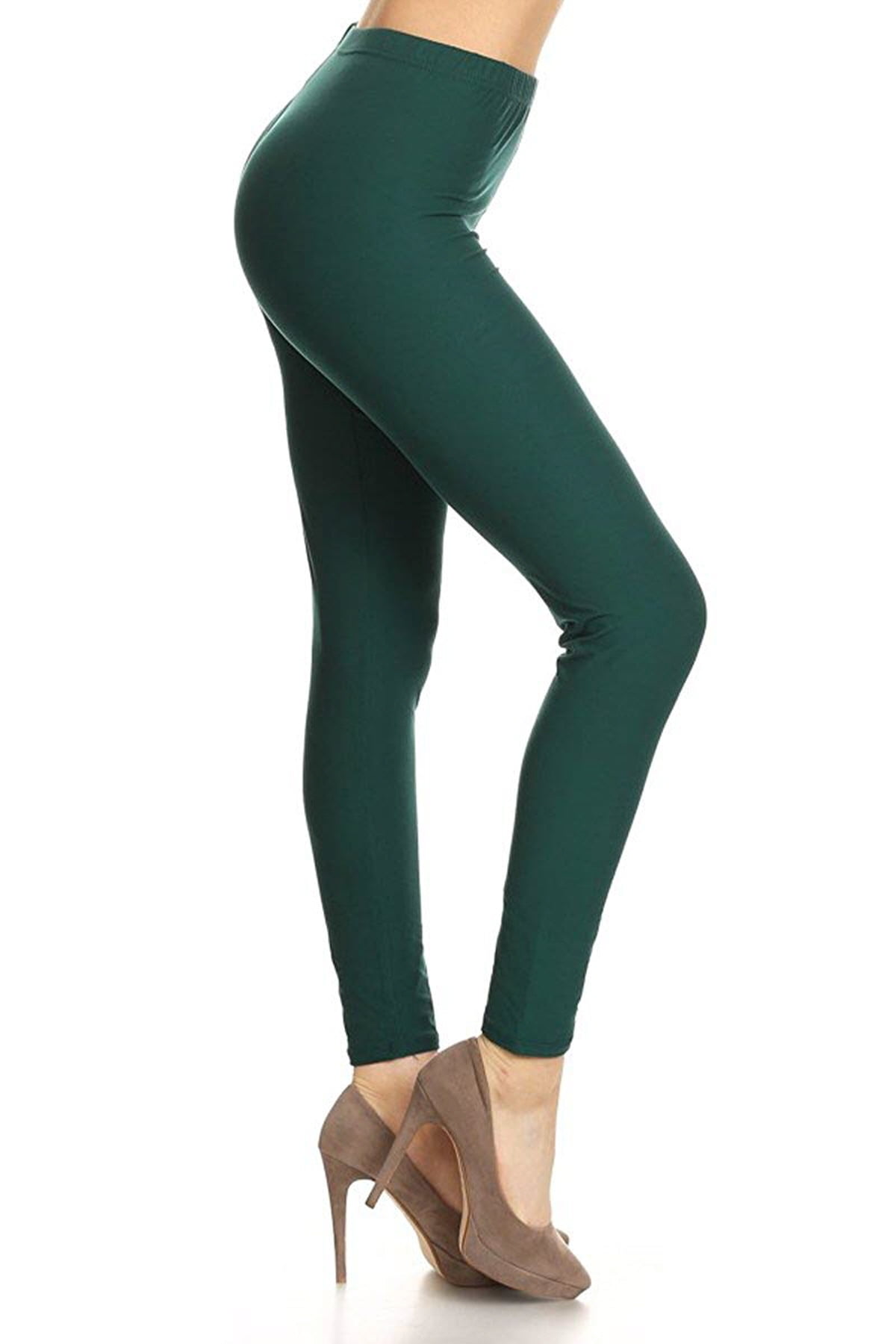 Leggings DepotLDR128FORESTGREEN Basic Solid Leggings, One Size