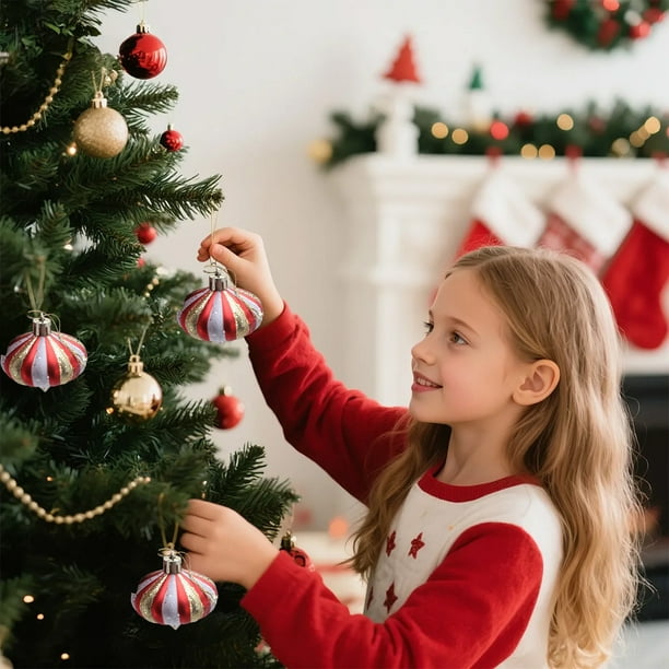 Juego de baratillas navideñas, adornos decorativos colgantes, esferas con lazos, decoraciones para árboles de Navidad para celebraciones festivas
