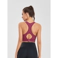 thumbnail image 2 of Mastectomy Sports Bra for Women,Wirefree Pocket Bra for Prosthesis, High Support, Breathable Activewear,Red,S, 2 of 7