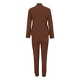 thumbnail image 5 of BLOCLOALO 2 Piece Lounge Set Long Sleeve Shirts Women's Two Lapels Suit Set Business Jacket Pant Suit Slim Fit Trouser Jacket Suit Business Suits Drawstring Pants Comfortable Lounge Sets Coffee L, 5 of 6