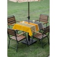 thumbnail image 4 of Outdoor Tablecloth with Umbrella Hole for Patio/Picnic/Party/Camping, Yellow Grey Stripes Waterproof Table Cloth Square Cover Washable, Abstract Lines Geometric Modern Art (60"x 60"), 4 of 8