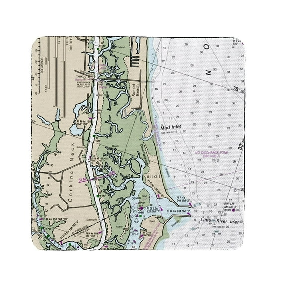 Betsy Drake CT11534SB 4 x 4 in. Sunset Beach, NC Nautical Map Coaster - Set of 4