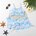thumbnail image 4 of Popvcly 8-12T Big Girl's 3 Piece Swimsuits Printed Bikini Bathing Suit with Cover Up UPF 50+, 4 of 12