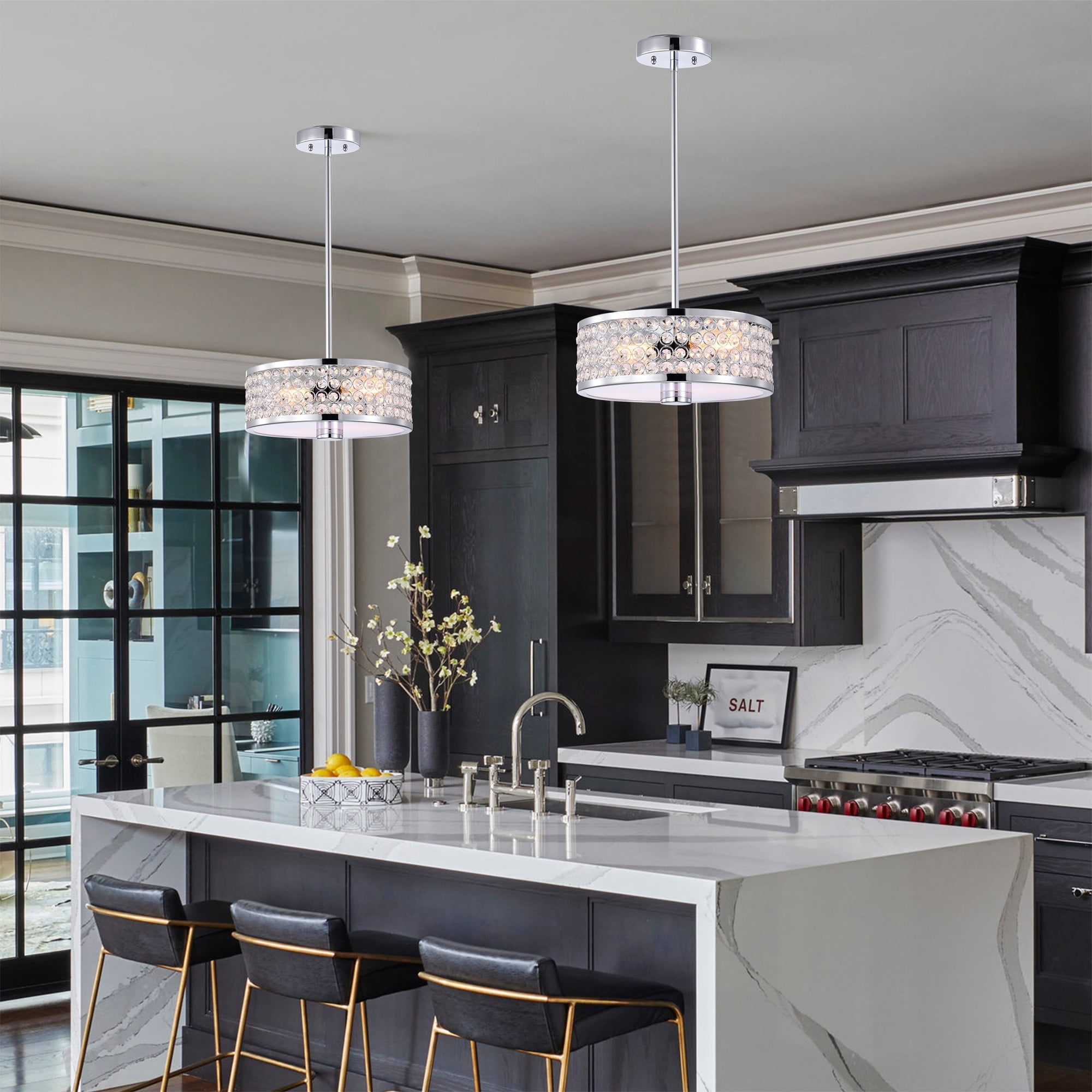 Eudocia 13 in. 2-Light Indoor Polished Chrome Finish Chandelier with Light Kit