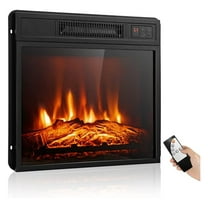 18" Electric Fireplace Insert, Recessed Fireplace Heater w/ 3 LED Flame Effects, Control & 6H Timer, Indoor Fireplace Insert for TV Stand, 1400W, Black (18 INCHES)