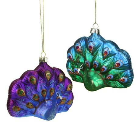 425 regal peacock blue and purple glittered glass peacock christmas ornament - Peacock Blue Christmas Decorations 425 regal peacock blue and purple glittered glass peacock christmas ornament - Peacock Blue Christmas Decorations