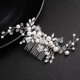 thumbnail image 4 of Peineta de boda hecha a mano con perlas y cristales, tocado de boda (plateado), 4 of 5