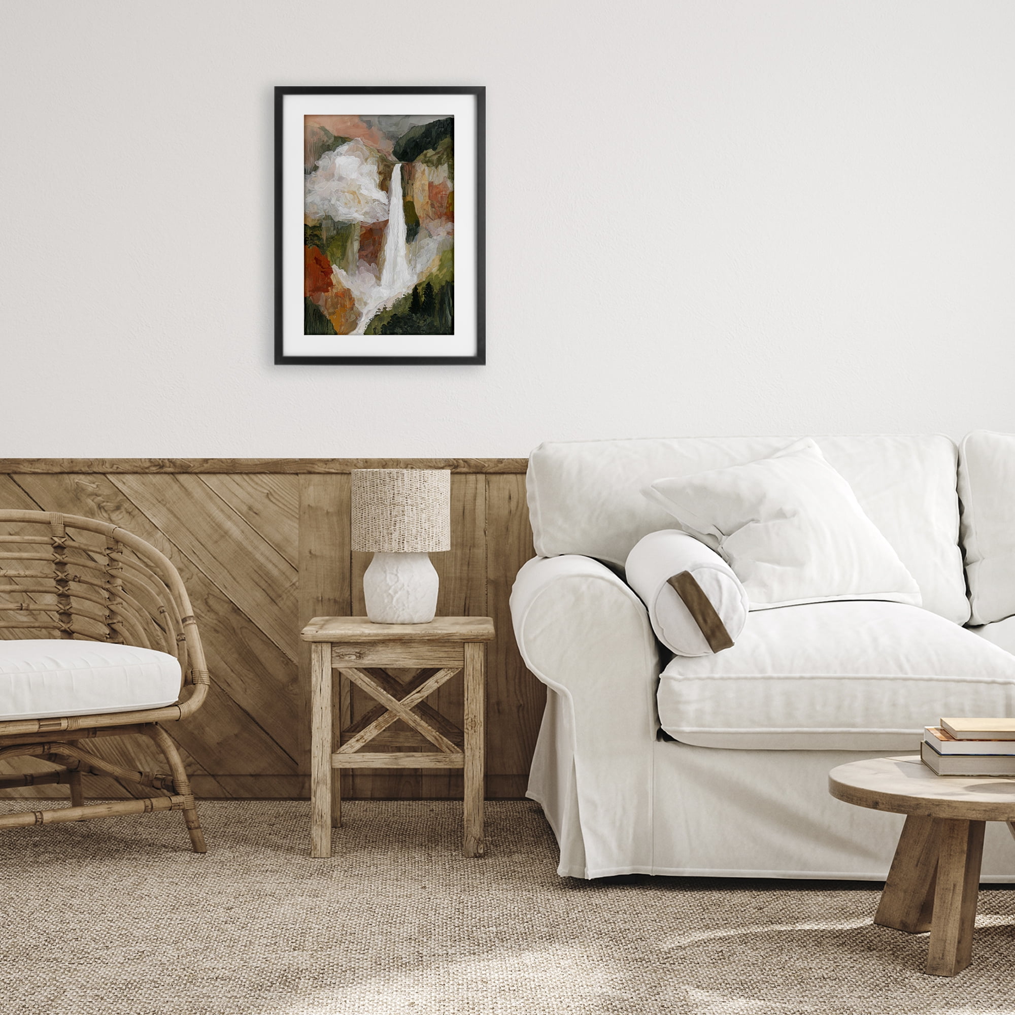 Stupell Industries Mountain Waterfall Landscape Black Framed Print Under Glass, design by Chromatic Storm Studio