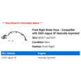 thumbnail image 2 of Front Right Brake Hose - Compatible with 2009 Jaguar XF Naturally Aspirated, 2 of 2