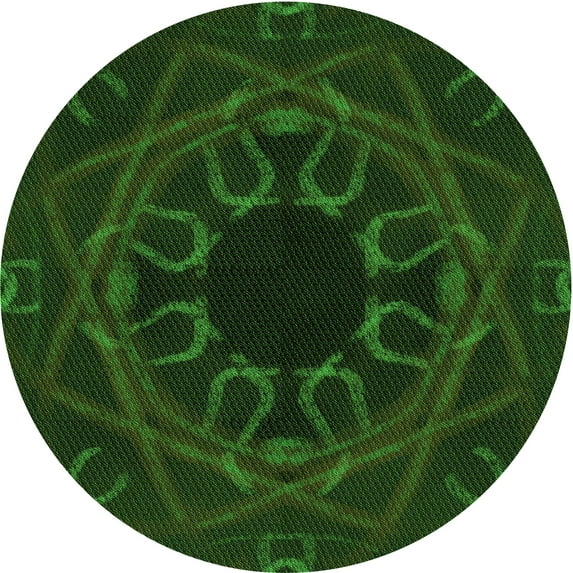 Ahgly Company Indoor Round Patterned Green Area Rugs, 5' Round