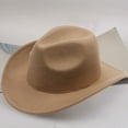 thumbnail image 2 of Fgnfyis Western Wool Cowboy Hat Mid Brim Design for Outdoor Casual Wear and Ethnic Folk Style Khaki One Size, 2 of 4