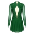 thumbnail image 3 of iiniim Womens Shiny Rhinestones Long Sleeve Figure Skating Dress Mock Neck Dance Performance A Dark Green L, 3 of 7