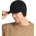 thumbnail image 6 of Men Winter Hats for Guys Cool Beanies Lined Knitted Warm Cap Ear-flaps for Men Outdoor Fleece Hat, Black, 6 of 8