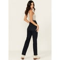 thumbnail image 3 of Warp + Weft Women's Jet Set Dark Wash High Rise Straight Stretch Denim Jeans Dark Wash 32W x 29L, 3 of 4