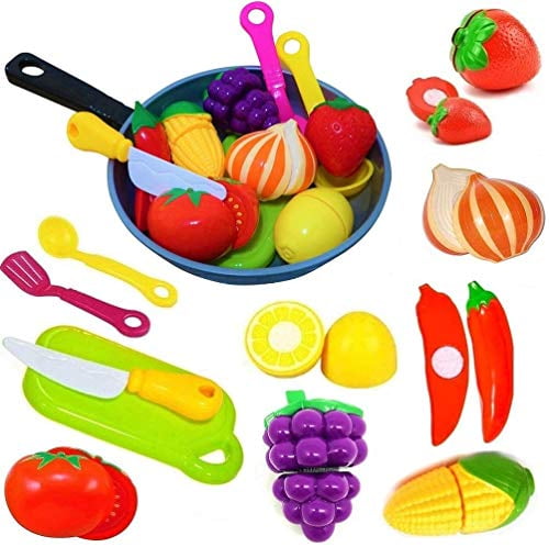 75X Kids Pretend Role Play Toy Kitchen Fruit Cake Food Child Plastic Cutting Set 