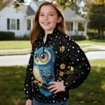 thumbnail image 3 of Chririnla Funny Owls Pattern Girls Vacation Hoodies Quarter Zip Up Sweatshirt Pullover Sweatshirts Comfy Travel Wear for Trip Seaside Holiday Size 5-6, 3 of 7