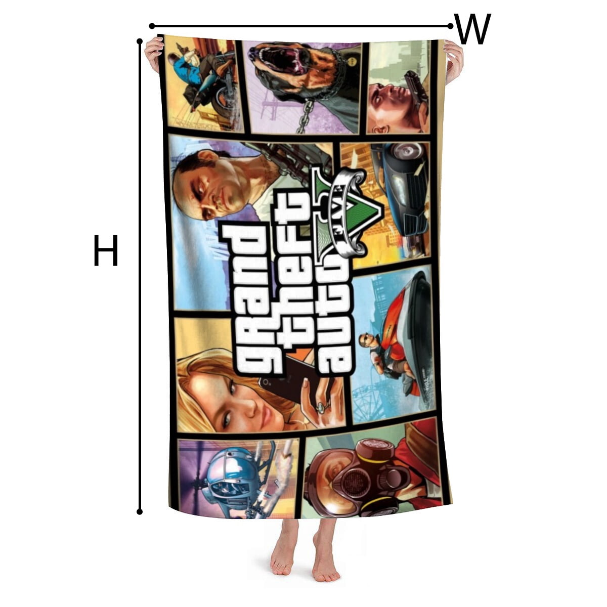 Grand Theft Auto Gra5 Gifts Beach Towel for Women Girl Birthday Inspired Fan Bath Outdoor Music Lover