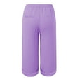 thumbnail image 4 of Jxximdong Capris Pants for Women, Lightweight Linen 3/4 Muslin Trousers with Pockets Causal Loose Elastic Comfortable Pants, Purple Women's Cropped Pants, 4 of 5