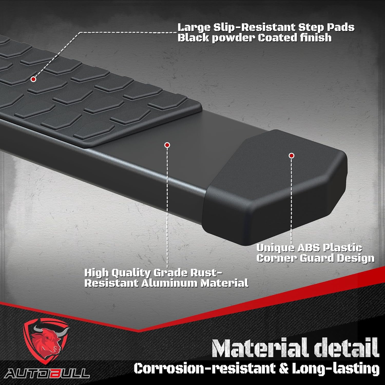 AutoBull 6" Running Boards for 2005-2023 Toyota Tacoma Double Crew Cab Black Side Step Nerf Bars