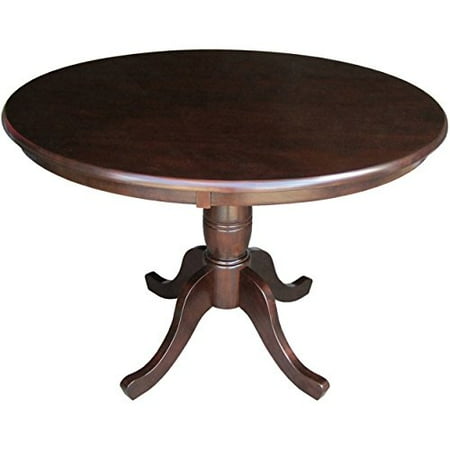 Wood Pedestal Table Bases ModHaus Living Country Style 36 inch Wood Round Top Pedestal Base Dining Table - Includes Pen (Brown) ()