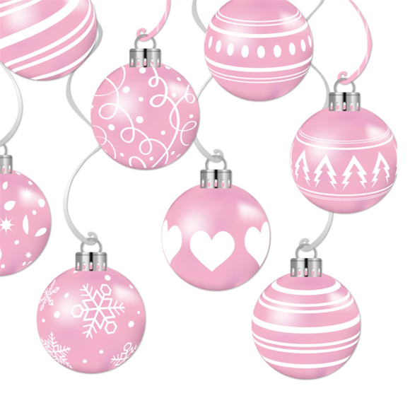 24PCS Pink Christmas Balls Hanging Decoration Xmas Decor Ornaments Holiday Supplies Christmas Tree Hanging Pendant