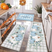 HEBE Fall Kitchen Rugs Sets of 3 Non Slip Farmhouse Buffalo Plaid Pumpkin Kitchen Rugs and Mats Washable Kitchen Mats for Floor Seasonal Thanksgiving Kitchen Rug Runner Carpet Autumn Rug